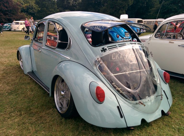 VW Beetle with a transparent engine cover